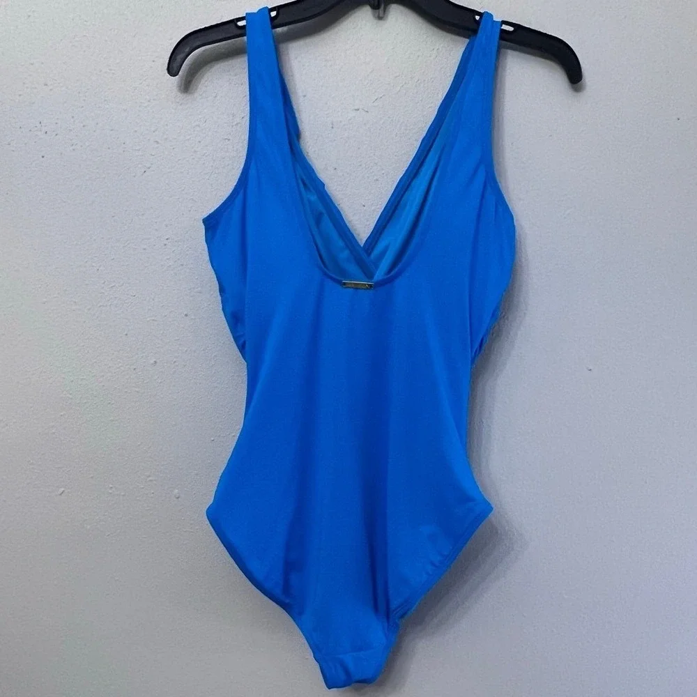 Lauren Ralph Lauren One Piece Swimwear/Cover Up Set Sz‎ 10 Blue Ruffle Classic